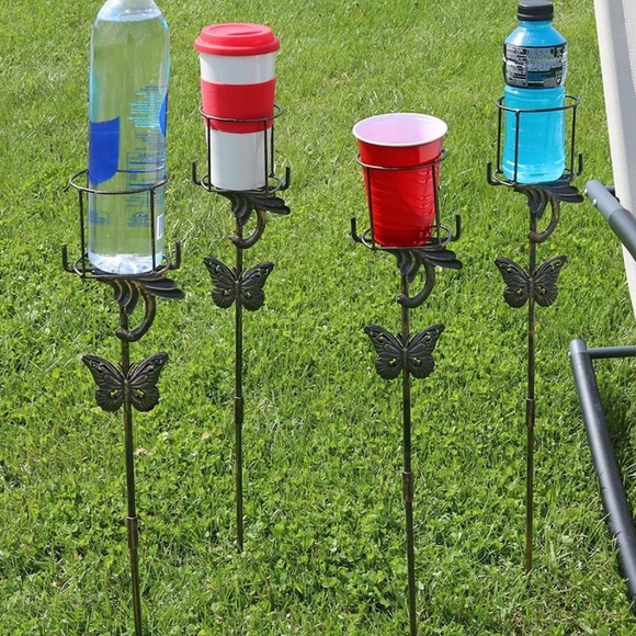 Set of 4 Sunnydaze outdoor butterfly drink holders, new in box! - Picture 1 of 5